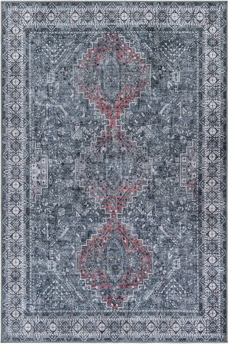 Washable Gray 6' 1 x 9' Timeless Rectangle Area Rug Easy to Clean Stain Resistant & Durable Traditional Classic Vintage Design Carpet for Sale at Rug Engine
