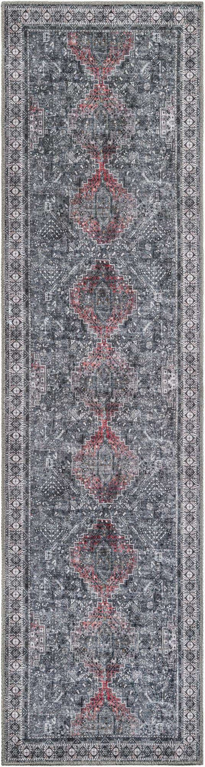 Washable Gray 2' x 8' Timeless Runner Area Rug Easy to Clean Stain Resistant & Durable Traditional Classic Vintage Design Carpet for Sale at Rug Engine