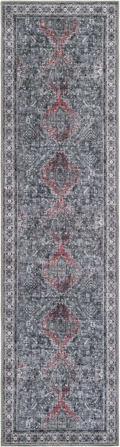 Washable Gray 2' x 8' Timeless Runner Area Rug Easy to Clean Stain Resistant & Durable Traditional Classic Vintage Design Carpet for Sale at Rug Engine