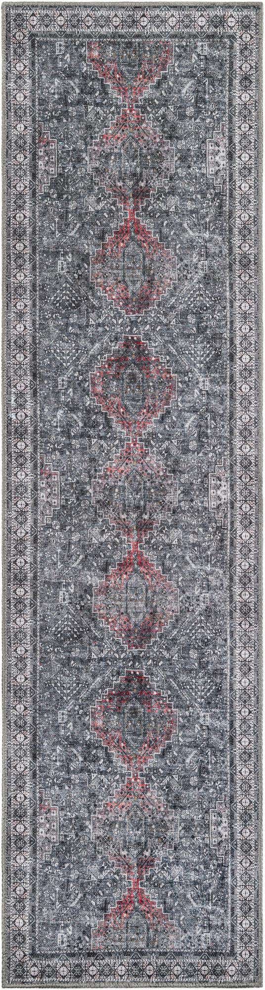 Washable Gray 2' x 8' Timeless Runner Area Rug Easy to Clean Stain Resistant & Durable Traditional Classic Vintage Design Carpet for Sale at Rug Engine