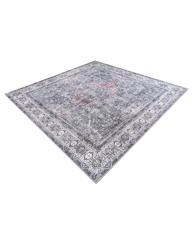 Washable Gray 7' 10 x 7' 10 Timeless Square Area Rug Easy to Clean Stain Resistant & Durable Traditional Classic Vintage Design Carpet for Sale at Rug Engine