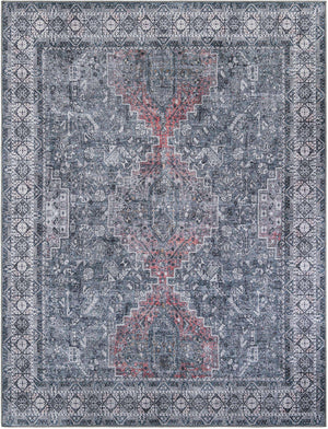 Washable Gray 7' 10 x 10' Timeless Rectangle Area Rug Easy to Clean Stain Resistant & Durable Traditional Classic Vintage Design Carpet for Sale at Rug Engine
