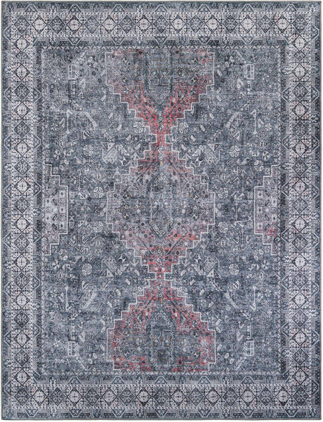 Washable Gray 7' 10 x 10' Timeless Rectangle Area Rug Easy to Clean Stain Resistant & Durable Traditional Classic Vintage Design Carpet for Sale at Rug Engine