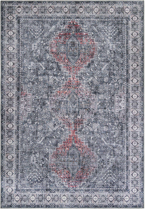 Washable Gray 8' 4 x 12' Timeless Rectangle Area Rug Easy to Clean Stain Resistant & Durable Traditional Classic Vintage Design Carpet for Sale at Rug Engine