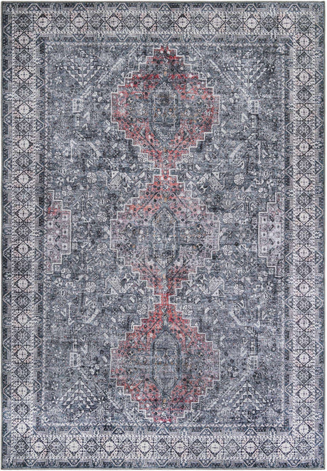 Washable Gray 8' 4 x 12' Timeless Rectangle Area Rug Easy to Clean Stain Resistant & Durable Traditional Classic Vintage Design Carpet for Sale at Rug Engine