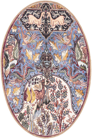 Washable Multicolor 2' x 3' 1 Timeless Oval Area Rug Easy to Clean Stain Resistant & Durable Traditional Classic Vintage Design Carpet for Sale at Rug Engine