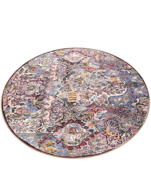 Washable Multicolor 5' 1 x 5' 1 Timeless Round Area Rug Easy to Clean Stain Resistant & Durable Traditional Classic Vintage Design Carpet for Sale at Rug Engine