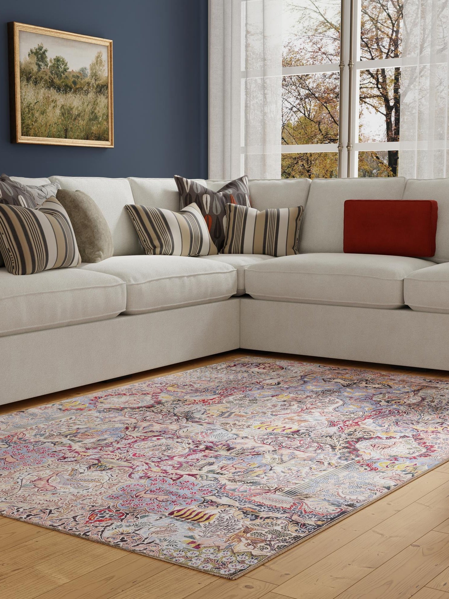 Washable Multicolor 7' 10 x 10' Timeless Rectangle Area Rug Easy to Clean Stain Resistant & Durable Traditional Classic Vintage Design Carpet for Sale at Rug Engine