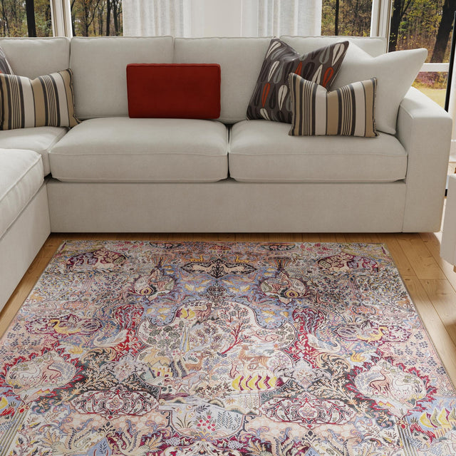 Washable Multicolor 4' 1 x 6' 1 Timeless Rectangle Area Rug Easy to Clean Stain Resistant & Durable Traditional Classic Vintage Design Carpet for Sale at Rug Engine