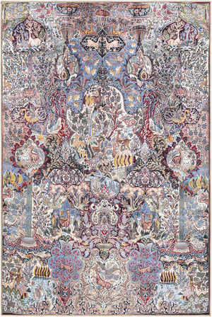 Washable Multicolor 6' 1 x 9' Timeless Rectangle Area Rug Easy to Clean Stain Resistant & Durable Traditional Classic Vintage Design Carpet for Sale at Rug Engine