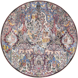 Washable Multicolor 7' 10 x 7' 10 Timeless Round Area Rug Easy to Clean Stain Resistant & Durable Traditional Classic Vintage Design Carpet for Sale at Rug Engine