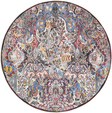 Washable Multicolor 7' 10 x 7' 10 Timeless Round Area Rug Easy to Clean Stain Resistant & Durable Traditional Classic Vintage Design Carpet for Sale at Rug Engine