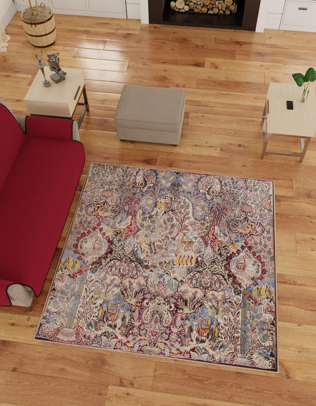 Washable Multicolor 7' 10 x 7' 10 Timeless Square Area Rug Easy to Clean Stain Resistant & Durable Traditional Classic Vintage Design Carpet for Sale at Rug Engine