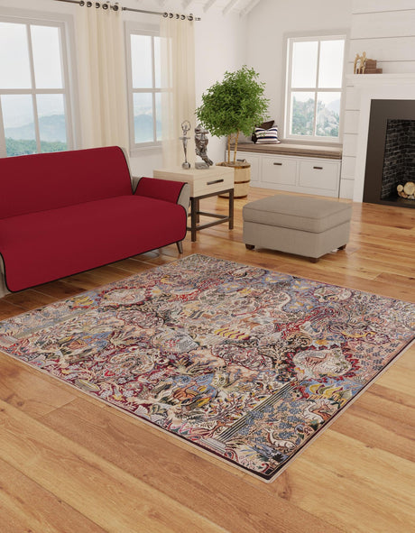 Washable Multicolor 7' 10 x 7' 10 Timeless Square Area Rug Easy to Clean Stain Resistant & Durable Traditional Classic Vintage Design Carpet for Sale at Rug Engine
