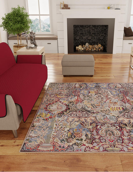 Washable Multicolor 7' 10 x 7' 10 Timeless Square Area Rug Easy to Clean Stain Resistant & Durable Traditional Classic Vintage Design Carpet for Sale at Rug Engine