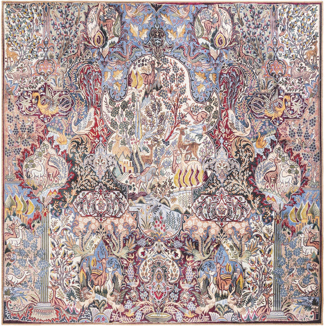Washable Multicolor 7' 10 x 7' 10 Timeless Square Area Rug Easy to Clean Stain Resistant & Durable Traditional Classic Vintage Design Carpet for Sale at Rug Engine