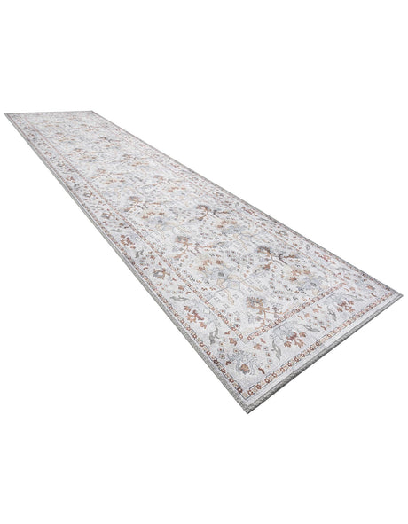 Washable Ivory 2' 7 x 10' Timeless Runner Area Rug Easy to Clean Stain Resistant & Durable Traditional Classic Vintage Design Carpet for Sale at Rug Engine