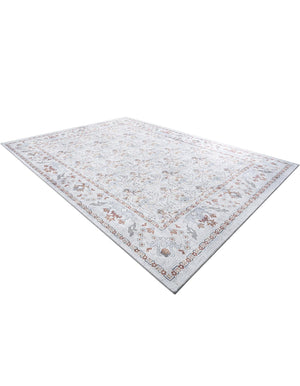 Washable Ivory 9' 5 x 13' 1 Timeless Rectangle Area Rug Easy to Clean Stain Resistant & Durable Traditional Classic Vintage Design Carpet for Sale at Rug Engine