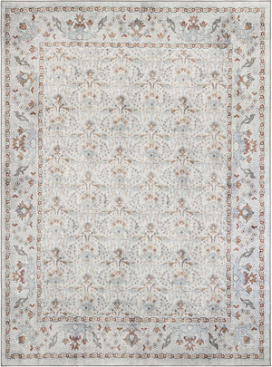 Washable Ivory 9' 5 x 13' 1 Timeless Rectangle Area Rug Easy to Clean Stain Resistant & Durable Traditional Classic Vintage Design Carpet for Sale at Rug Engine