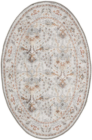 Washable Ivory 2' x 3' 1 Timeless Oval Area Rug Easy to Clean Stain Resistant & Durable Traditional Classic Vintage Design Carpet for Sale at Rug Engine