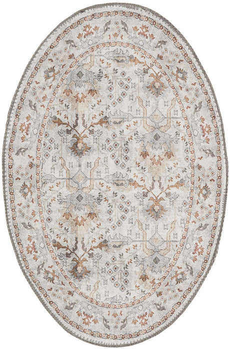 Washable Ivory 2' x 3' 1 Timeless Oval Area Rug Easy to Clean Stain Resistant & Durable Traditional Classic Vintage Design Carpet for Sale at Rug Engine