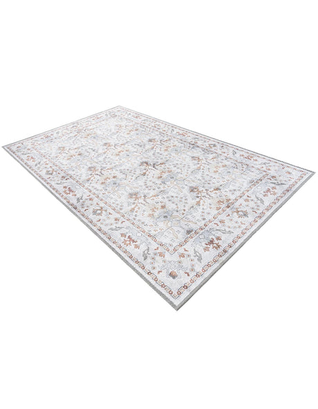 Washable Ivory 3' 6 x 5' 6 Timeless Rectangle Area Rug Easy to Clean Stain Resistant & Durable Traditional Classic Vintage Design Carpet for Sale at Rug Engine