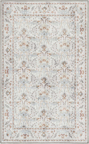 Washable Ivory 3' 6 x 5' 6 Timeless Rectangle Area Rug Easy to Clean Stain Resistant & Durable Traditional Classic Vintage Design Carpet for Sale at Rug Engine