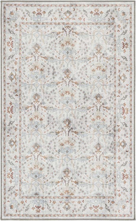 Washable Ivory 3' 6 x 5' 6 Timeless Rectangle Area Rug Easy to Clean Stain Resistant & Durable Traditional Classic Vintage Design Carpet for Sale at Rug Engine
