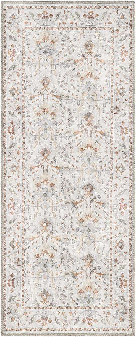 Washable Ivory 2' x 5' 1 Timeless Runner Area Rug Easy to Clean Stain Resistant & Durable Traditional Classic Vintage Design Carpet for Sale at Rug Engine