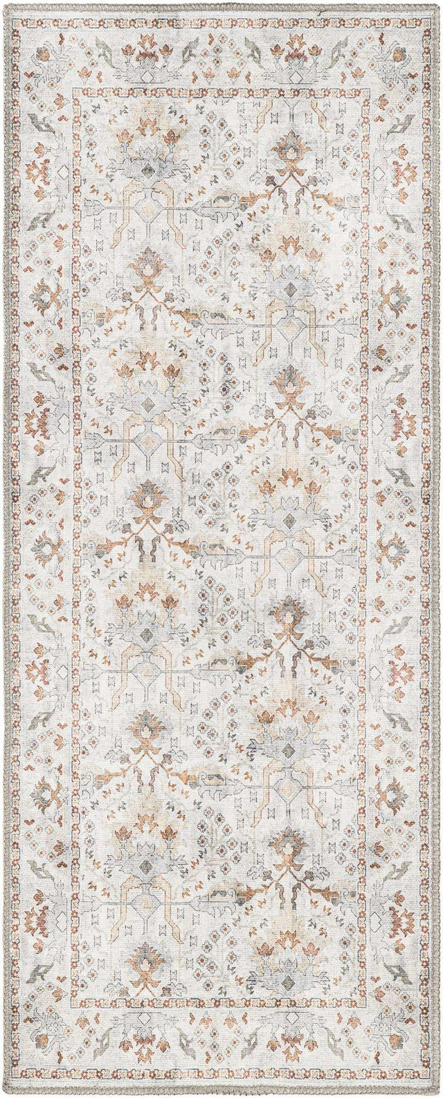 Washable Ivory 2' x 5' 1 Timeless Runner Area Rug Easy to Clean Stain Resistant & Durable Traditional Classic Vintage Design Carpet for Sale at Rug Engine