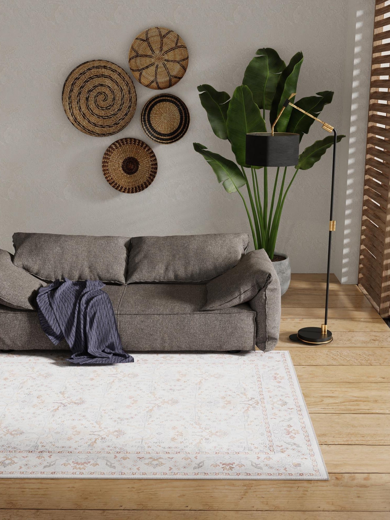 Washable Ivory 3' 6 x 5' 6 Timeless Rectangle Area Rug Easy to Clean Stain Resistant & Durable Traditional Classic Vintage Design Carpet for Sale at Rug Engine