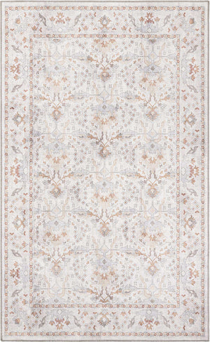 Washable Ivory 5' 1 x 8' Timeless Rectangle Area Rug Easy to Clean Stain Resistant & Durable Traditional Classic Vintage Design Carpet for Sale at Rug Engine