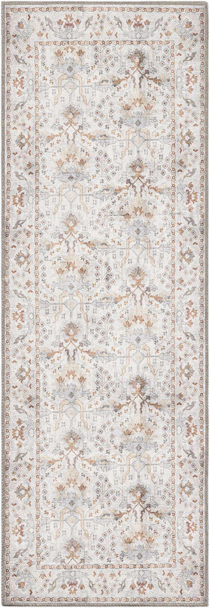 Washable Ivory 2' x 6' 1 Timeless Runner Area Rug Easy to Clean Stain Resistant & Durable Traditional Classic Vintage Design Carpet for Sale at Rug Engine
