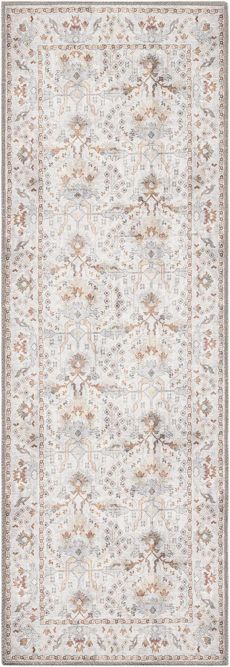Washable Ivory 2' x 6' 1 Timeless Runner Area Rug Easy to Clean Stain Resistant & Durable Traditional Classic Vintage Design Carpet for Sale at Rug Engine