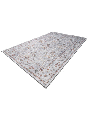 Washable Ivory 6' 1 x 9' Timeless Rectangle Area Rug Easy to Clean Stain Resistant & Durable Traditional Classic Vintage Design Carpet for Sale at Rug Engine