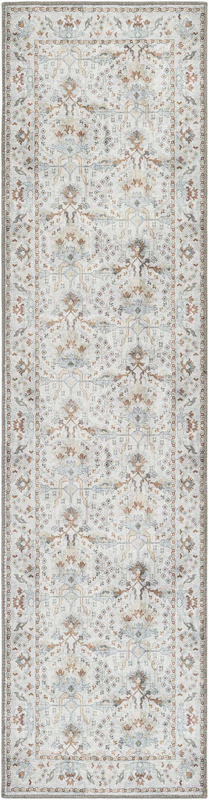 Washable Ivory 2' x 8' Timeless Runner Area Rug Easy to Clean Stain Resistant & Durable Traditional Classic Vintage Design Carpet for Sale at Rug Engine