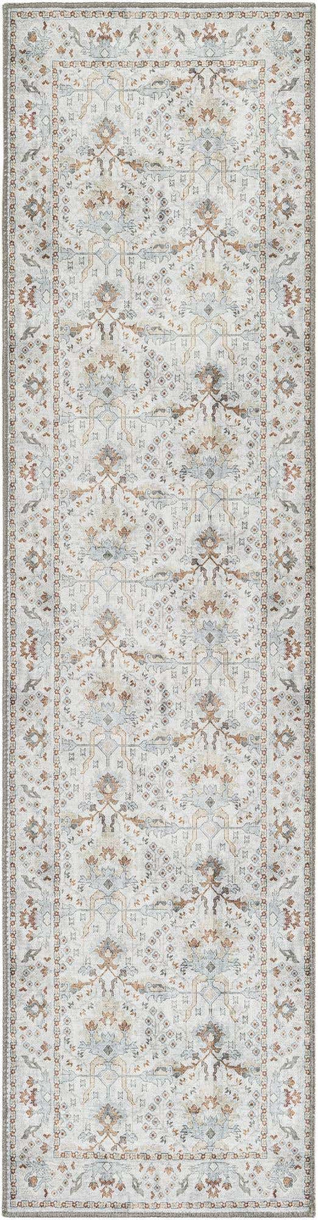 Washable Ivory 2' x 8' Timeless Runner Area Rug Easy to Clean Stain Resistant & Durable Traditional Classic Vintage Design Carpet for Sale at Rug Engine