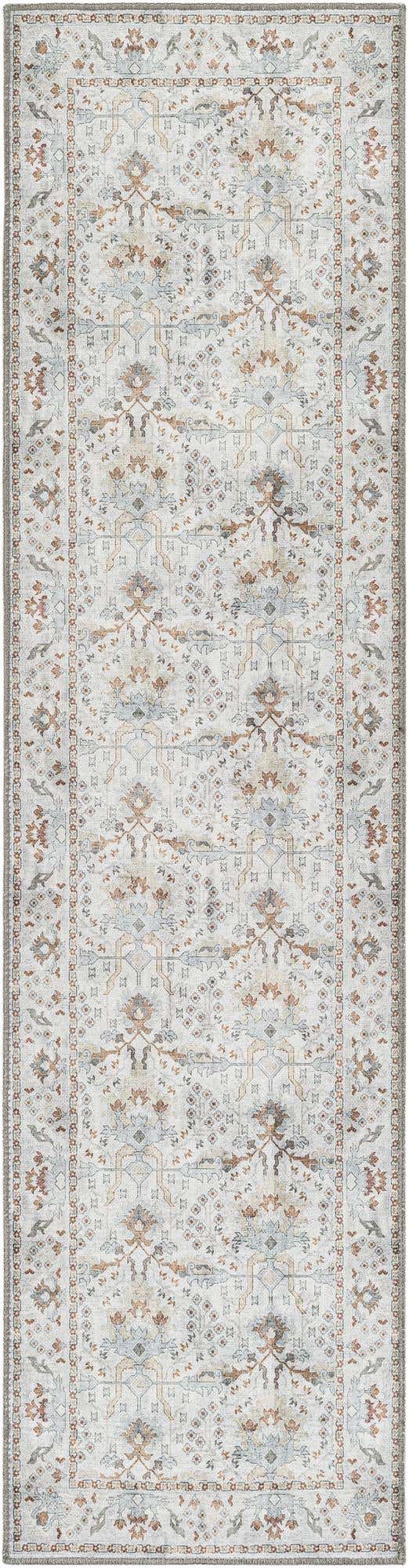Washable Ivory 2' x 8' Timeless Runner Area Rug Easy to Clean Stain Resistant & Durable Traditional Classic Vintage Design Carpet for Sale at Rug Engine