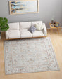 Washable Ivory 7' 10 x 7' 10 Timeless Square Area Rug Easy to Clean Stain Resistant & Durable Traditional Classic Vintage Design Carpet for Sale at Rug Engine