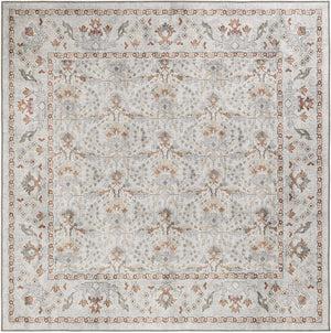 Washable Ivory 7' 10 x 7' 10 Timeless Square Area Rug Easy to Clean Stain Resistant & Durable Traditional Classic Vintage Design Carpet for Sale at Rug Engine