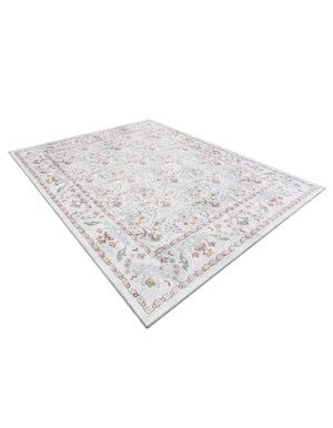 Washable Ivory 7' 10 x 10' Timeless Rectangle Area Rug Easy to Clean Stain Resistant & Durable Traditional Classic Vintage Design Carpet for Sale at Rug Engine