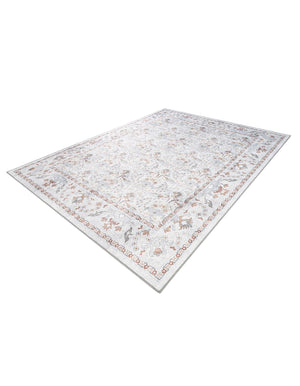 Washable Ivory 7' 10 x 10' Timeless Rectangle Area Rug Easy to Clean Stain Resistant & Durable Traditional Classic Vintage Design Carpet for Sale at Rug Engine