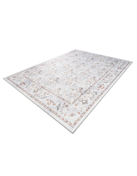 Washable Ivory 7' 10 x 10' Timeless Rectangle Area Rug Easy to Clean Stain Resistant & Durable Traditional Classic Vintage Design Carpet for Sale at Rug Engine