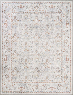 Washable Ivory 7' 10 x 10' Timeless Rectangle Area Rug Easy to Clean Stain Resistant & Durable Traditional Classic Vintage Design Carpet for Sale at Rug Engine