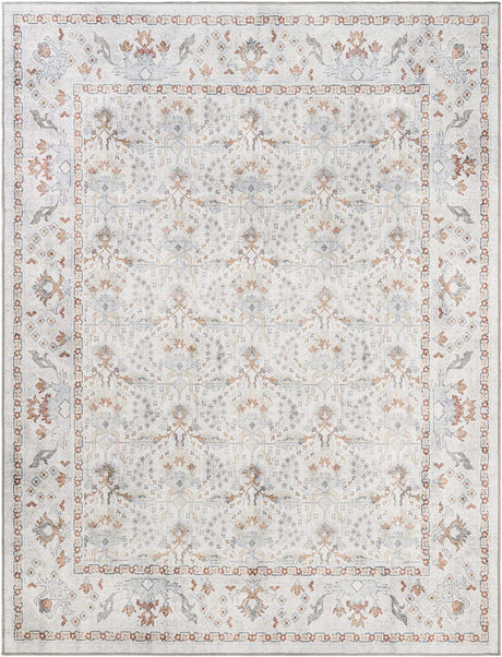 Washable Ivory 7' 10 x 10' Timeless Rectangle Area Rug Easy to Clean Stain Resistant & Durable Traditional Classic Vintage Design Carpet for Sale at Rug Engine