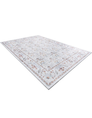 Washable Ivory 8' 4 x 12' Timeless Rectangle Area Rug Easy to Clean Stain Resistant & Durable Traditional Classic Vintage Design Carpet for Sale at Rug Engine