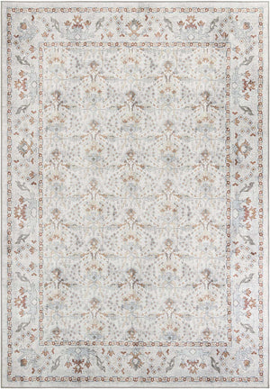 Washable Ivory 8' 4 x 12' Timeless Rectangle Area Rug Easy to Clean Stain Resistant & Durable Traditional Classic Vintage Design Carpet for Sale at Rug Engine
