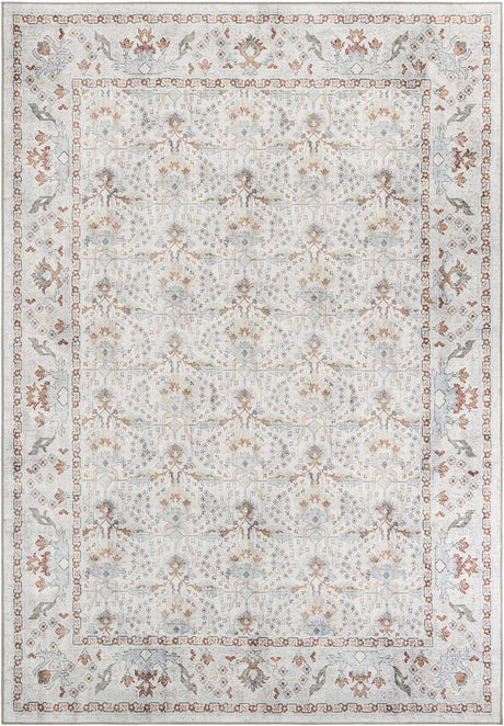 Washable Ivory 8' 4 x 12' Timeless Rectangle Area Rug Easy to Clean Stain Resistant & Durable Traditional Classic Vintage Design Carpet for Sale at Rug Engine
