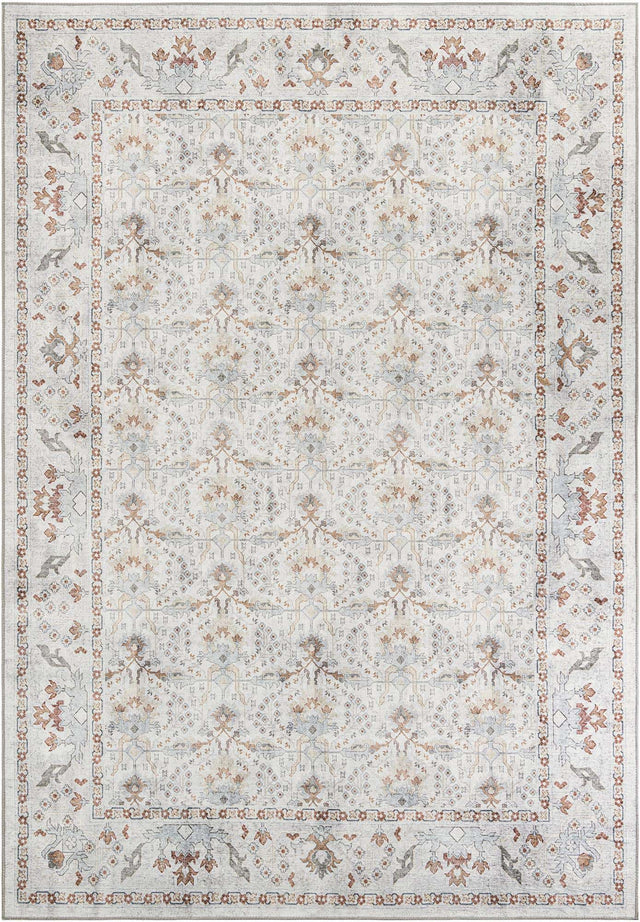 Washable Ivory 8' 4 x 12' Timeless Rectangle Area Rug Easy to Clean Stain Resistant & Durable Traditional Classic Vintage Design Carpet for Sale at Rug Engine