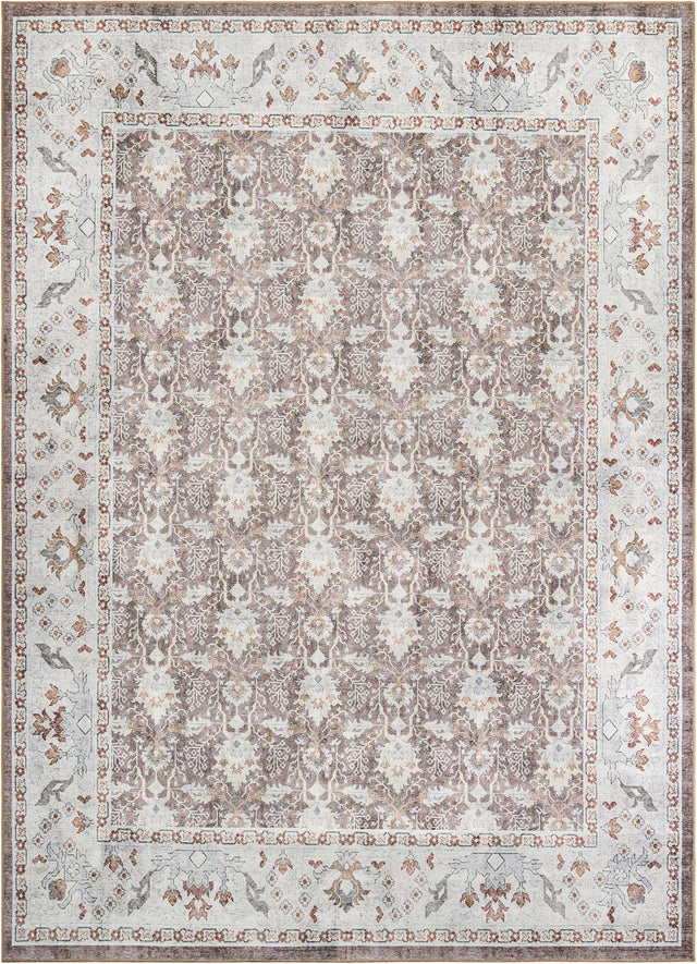 Washable Almond Brown 9' 5 x 13' 1 Timeless Rectangle Area Rug Easy to Clean Stain Resistant & Durable Traditional Classic Vintage Design Carpet for Sale at Rug Engine